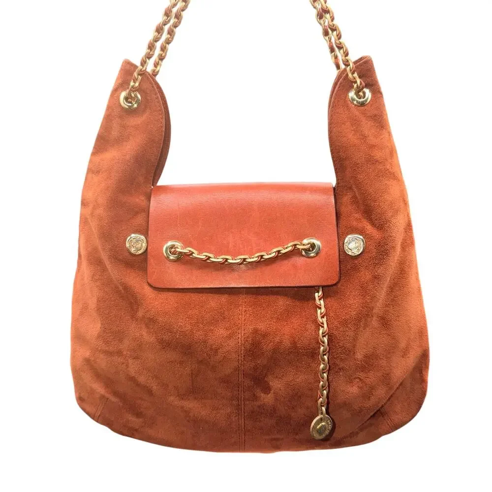 Maison Mayle Jeanne Doro Hobo Bag Marsala Suede Leather Chain Shoulder Rust